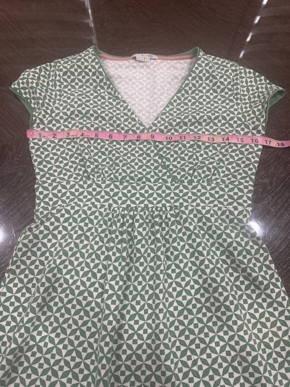 Boden Green Printed Cap Sleeve Wrap Midi Dress - Picture 5 of 10